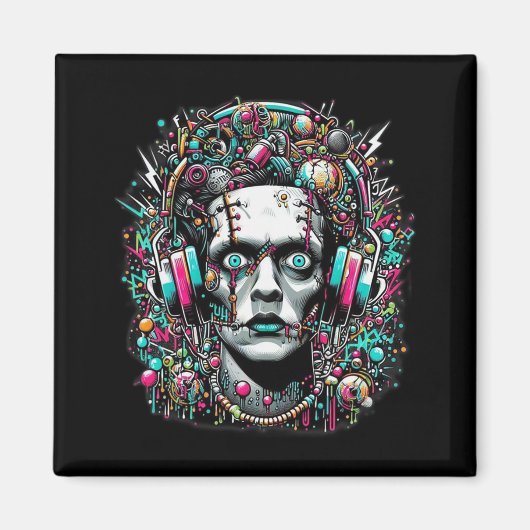 Cyberpunk Bruid Van Frankenstein Magneet (Voorkant)