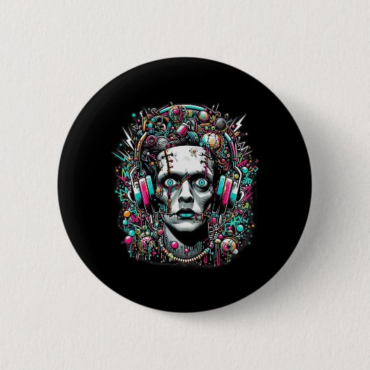 Cyberpunk Bruid Van Frankenstein Ronde Button 5,7 Cm (Voorkant)
