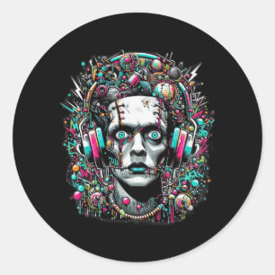 Cyberpunk Bruid Van Frankenstein Ronde Sticker