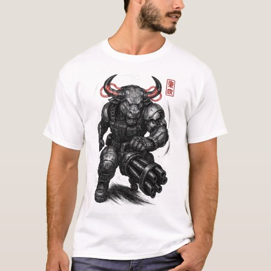 Cyberpunk Bull (Berserker) T-shirt (Voorkant)