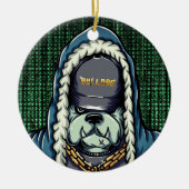 Cyberpunk Bulldog Hacker Sieraad Keramisch Ornament (Voorkant)