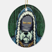 Cyberpunk Bulldog Hacker Sieraad Keramisch Ornament (Links)