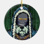Cyberpunk Bulldog Hacker Sieraad Keramisch Ornament (Achterkant)