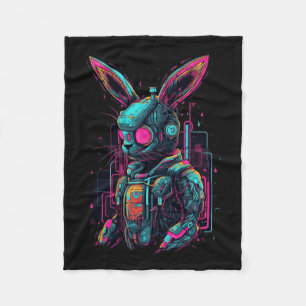 Cyberpunk Bunny Cyborg Konijn Cool Gamer Pasen Fleece Deken