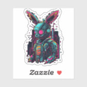 Cyberpunk Bunny Cyborg Rabbit _ Cool Gamer Easter Sticker (Vel)