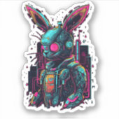 Cyberpunk Bunny Cyborg Rabbit _ Cool Gamer Easter Sticker (Voorkant)