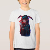 Cyberpunk Bunny Girl – Cool Neon Kids T-Shirt (Voorkant)