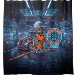 Cyberpunk Capibara Ruimtevrachtwagen Neon Kunst Do Douchegordijn