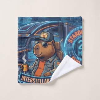 Cyberpunk Capybara Ruimtevrachtwagen Neon Sci-Fi K Bad Handdoek