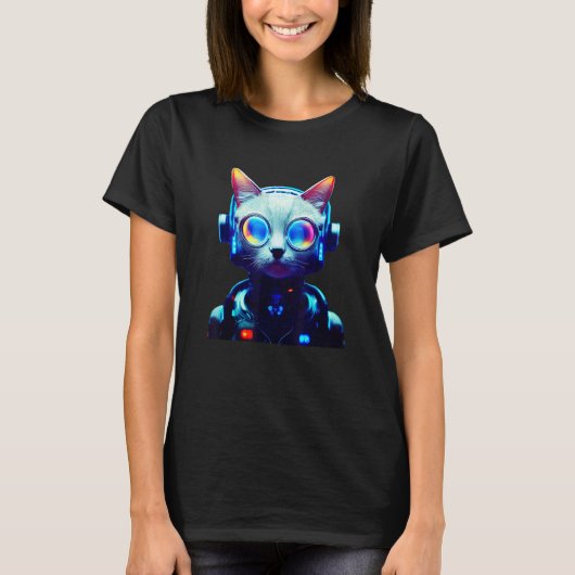 Cyberpunk Cat 4 T-shirt (Voorkant)