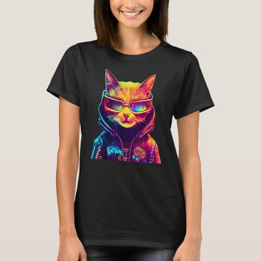 Cyberpunk Cat 6 T-shirt (Voorkant)