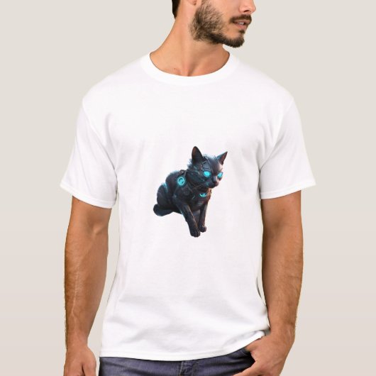 🐱🚀 Cyberpunk Cat – Futuristisch T-shirt 🌆 (Voorkant)
