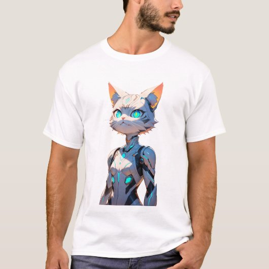 Cyberpunk Cat Girl T-shirt (Voorkant)
