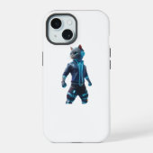 Cyberpunk Cat iPhone 15 Hoesje – Neon Tech Design (Achterkant)
