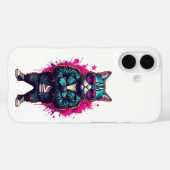 Cyberpunk Cat iPhone 16 Hoesje – Neon Samurai Stre (Achterkant (horizontaal))