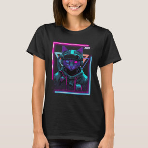 Cyberpunk Cat Kat Punker Futuristische Cyber Punk T-shirt