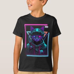 Cyberpunk Cat Kat Punker Futuristische Cyber Punk T-shirt