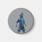 Cyberpunk Cat Keychain Magnet – Neon Tech Design (Voorkant)