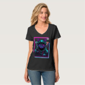 Cyberpunk Cat Kitty Punker Futuristic Cyber Punk T-shirt (Voorkant volledig)