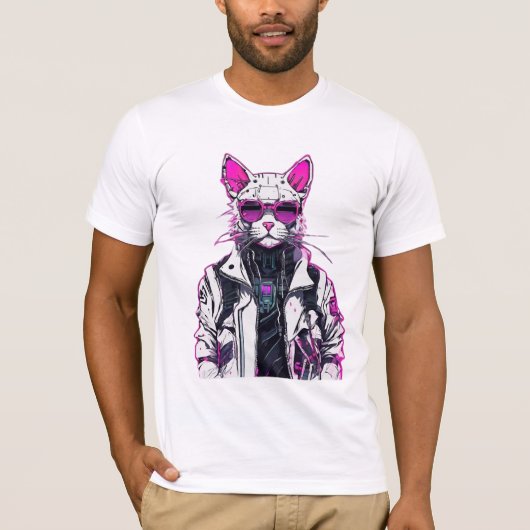 Cyberpunk Cat: Neon Outlaw T-shirt (Voorkant)