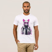 Cyberpunk Cat: Neon Outlaw T-shirt (Voorkant volledig)