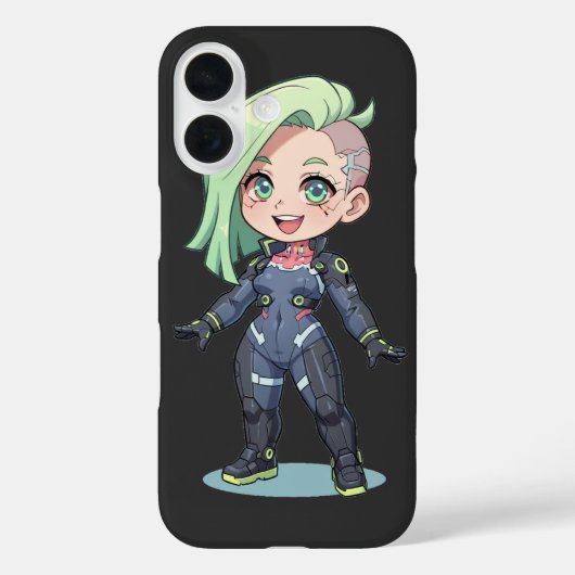 Cyberpunk Chibi Girl Green Hair Case-Mate iPhone Case (Achterkant)