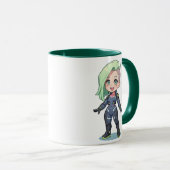 Cyberpunk Chibi Girl Green Hair Mok (Voorkant rechts)