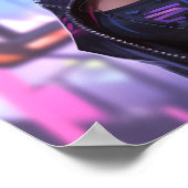 Cyberpunk Chic - Neon Roos Poster (Hoek)