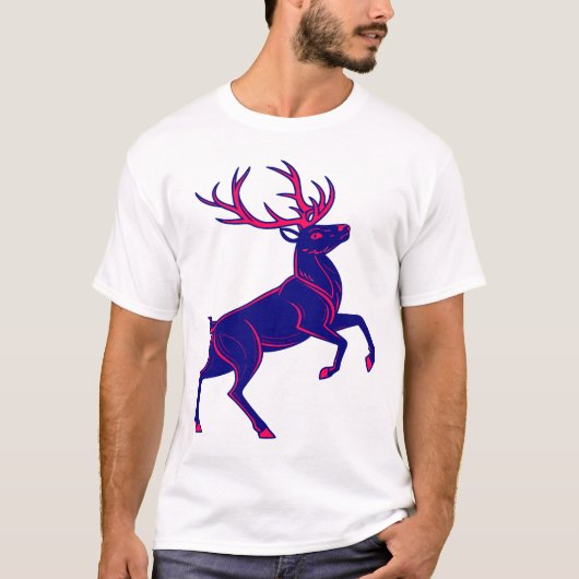 Cyberpunk Christmas Reindeer Neon Glow Shirt (Voorkant)
