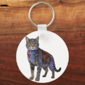 Cyberpunk Circuit Cat – Neon Tech Beast Sleutelhanger (Voorkant)