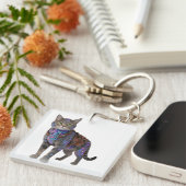 Cyberpunk Circuit Cat – Neon Tech Beast Sleutelhanger (Voorkant Rechts)