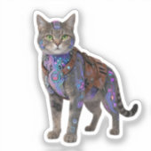 Cyberpunk Circuit Cat – Neon Tech Beast Sticker (Voorkant)