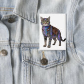 Cyberpunk Circuit Kat - Neon Tech Beest Button (Insitu)