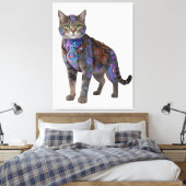 Cyberpunk Circuit Kat – Neon Tech Beest Canvas Afdruk (Insitu (Slaapkamer))