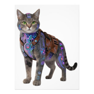 Cyberpunk Circuit Kat - Neon Tech Beest Foto Afdruk