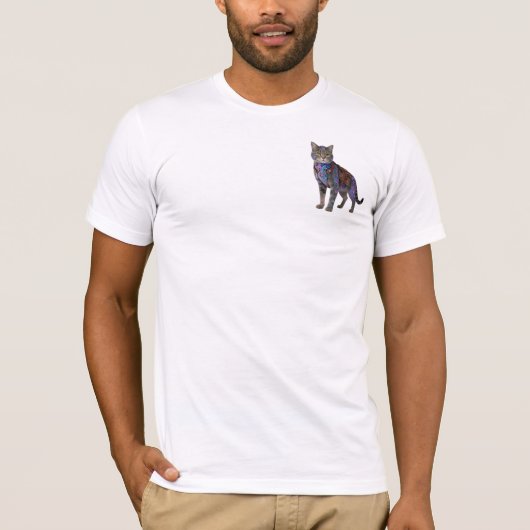 Cyberpunk Circuit Kat – Neon Tech Beest T-shirt (Voorkant)