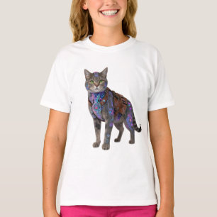 Cyberpunk Circuit Kat - Neon Tech Beest T-shirt