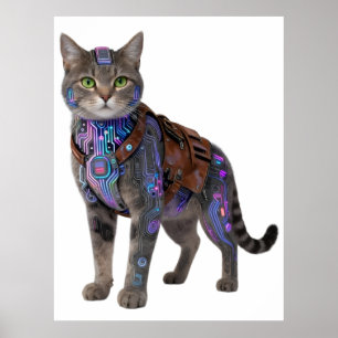 Cyberpunk Circuituskat – Neon Tech Beest Poster