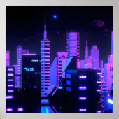 Cyberpunk City AI art poster (Voorkant)