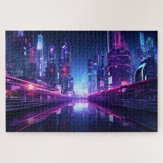 Cyberpunk City Reflection Legpuzzel (Horizontaal)