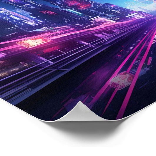 Cyberpunk City Reflection Poster (Hoek)