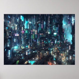 Cyberpunk City Toekomst Poster