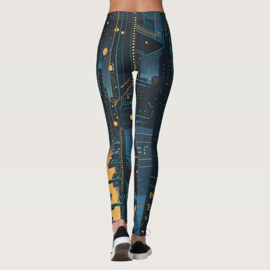 Cyberpunk Cityscape Leggings (Achterkant)