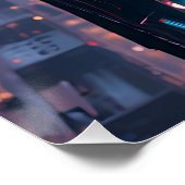 Cyberpunk Cityscape Poster Futuristisch Vrouw Hack (Hoek)