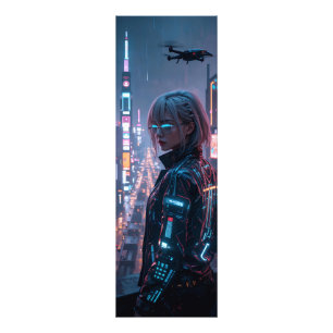 Cyberpunk Cityscape Poster Futuristisch Vrouw Hack
