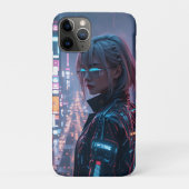 Cyberpunk Cityscape Poster Futuristisch Vrouw Hack Case-Mate iPhone Case (Achterkant)