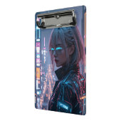 Cyberpunk Cityscape Poster Futuristisch Vrouw Hack Mini Klembord (Angled2)
