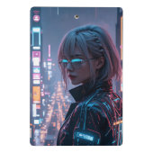 Cyberpunk Cityscape Poster Futuristisch Vrouw Hack Mini Klembord (Achterkant)