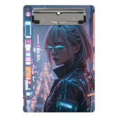 Cyberpunk Cityscape Poster Futuristisch Vrouw Hack Mini Klembord (Voorkant)