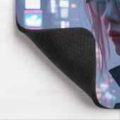 Cyberpunk Cityscape Poster Futuristisch Vrouw Hack Muismat (Hoek)